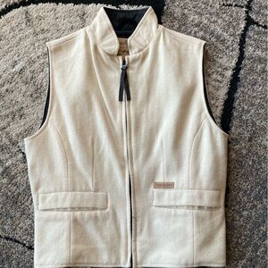 Powder River Outfitters Wool M Women's Cream Zip-Up Vest with Stand Collar